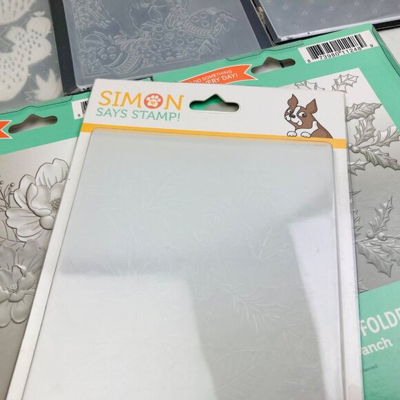 Assorted Embossing Folders Set of 7 Simon Says Stamp, Christmas, Floral, etc. - Picture 6 of 6